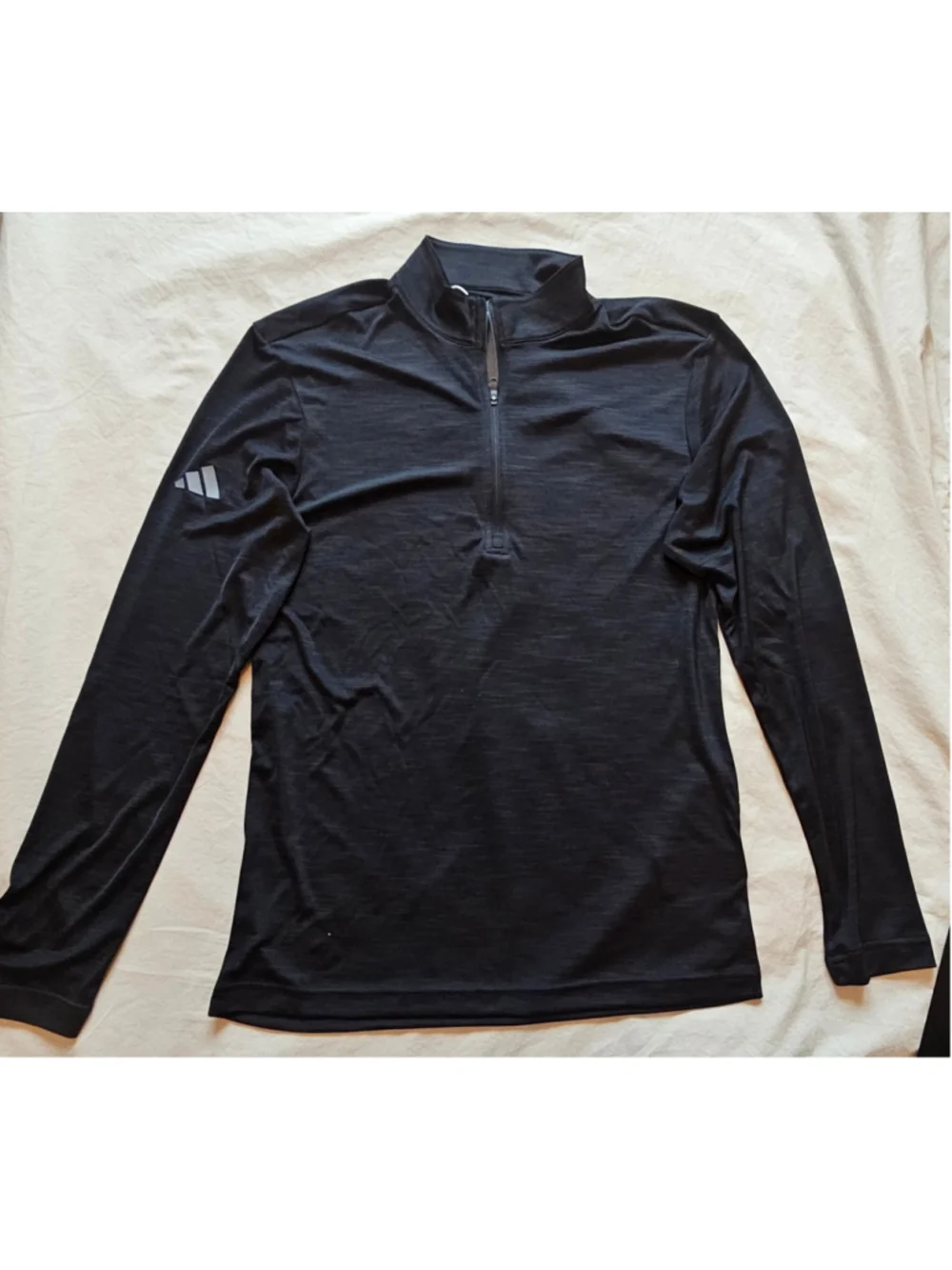Men's Adidas Quarter-Zip Pullover Sweatshirt Black Grey Size S